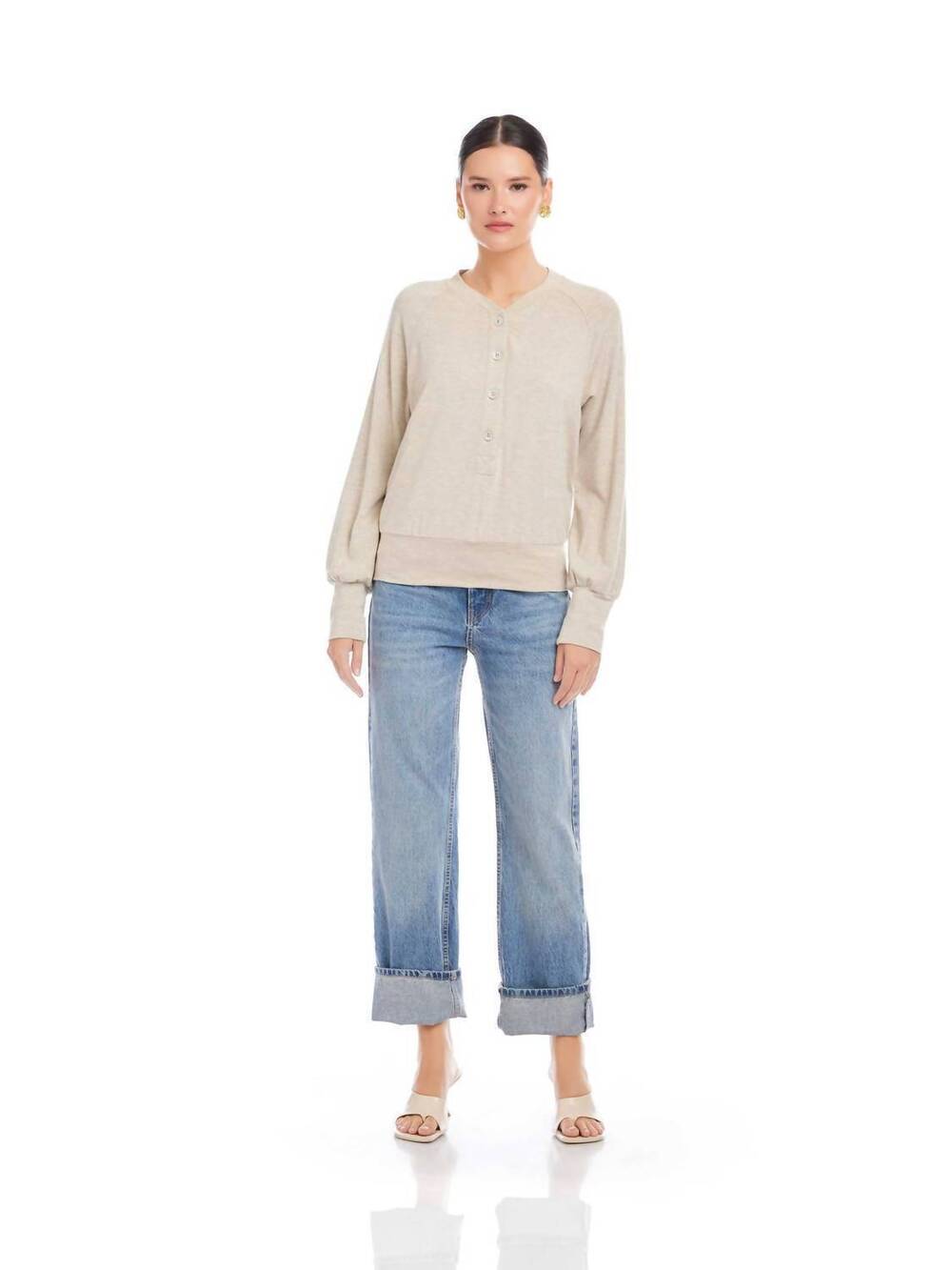 NEW FIFTEEN TWENTY mara henley top in oatmeal
